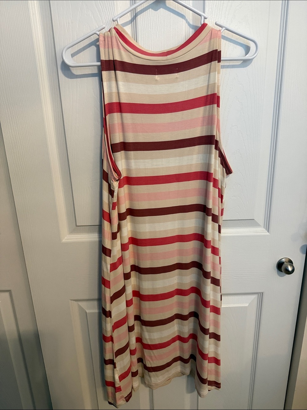 Maurices Sleeveless Striped Midi Dress in Pink, Cream, and Brown
